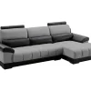 Hoekbank In Zwart En Grijze Stof En Leer - Hoek Rechts - Aragon-LINEA SOFA Best