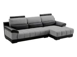 Hoekbank In Zwart En Grijze Stof En Leer - Hoek Rechts - Aragon-LINEA SOFA Best