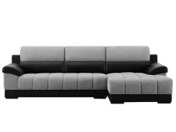 Hoekbank In Zwart En Grijze Stof En Leer - Hoek Rechts - Aragon-LINEA SOFA Best
