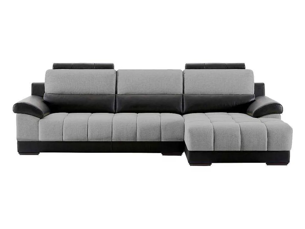 Hoekbank In Zwart En Grijze Stof En Leer - Hoek Rechts - Aragon-LINEA SOFA Best