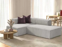 Hoekbank Met Hoek Links Van Grijs Ribfluweel Janao-Vente-unique New