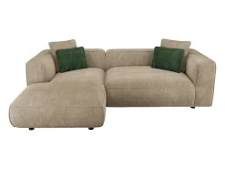 Hoekbank Met Hoek Links Van Beige Velours Met Textuur Talmine-Vente-unique Outlet