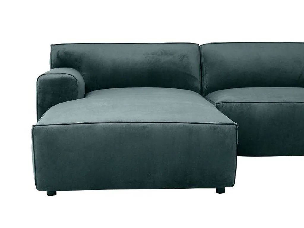Hoekbank Met Hoek Links Van Blauw Velours Otrano-Vente-unique Clearance