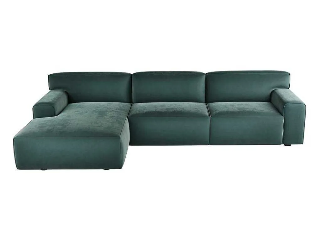 Hoekbank Met Hoek Links Van Blauw Velours Otrano-Vente-unique Clearance