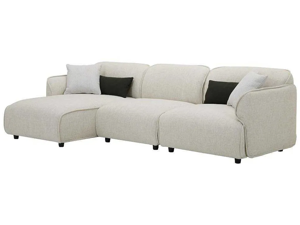 Hoekbank Met Hoek Links Van Beige Stof Damaca-Vente-unique Discount