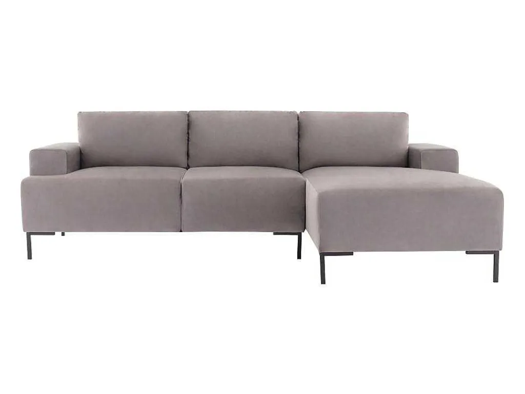 Hoekbank Met Hoek Rechts Van Grijs Velours Madalieni-Vente-unique Outlet