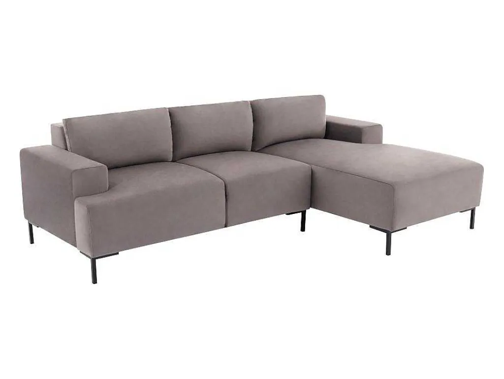 Hoekbank Met Hoek Rechts Van Grijs Velours Madalieni-Vente-unique Outlet