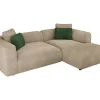 Hoekbank Met Hoek Rechts Van Beige Velours Met Textuur Talmine-Vente-unique