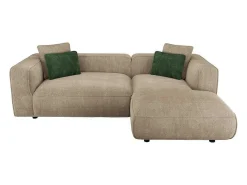 Hoekbank Met Hoek Rechts Van Beige Velours Met Textuur Talmine-Vente-unique