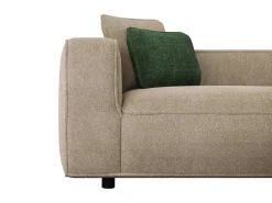 Hoekbank Met Hoek Rechts Van Beige Velours Met Textuur Talmine-Vente-unique
