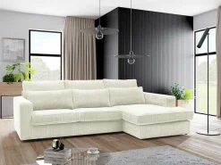 Hoekbank Mondovi Van Ribfluweel - Beige - Hoek Rechts-Vente-unique Best