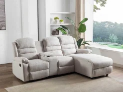 Hoekbank Rechts Van Beige Stof Macedonia-Vente-unique Online