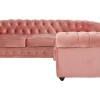 Hoekbank Van Fluweel Chesterfield - Pastel Roze-Vente-unique New