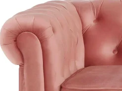 Hoekbank Van Fluweel Chesterfield - Pastel Roze-Vente-unique New