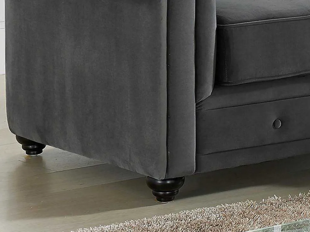Hoekbank Van Fluweel Chesterfield - Antraciet-Vente-unique Best
