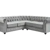 Hoekbank Van Fluweel Chesterfield - Zilvergrijs-Vente-unique Hot