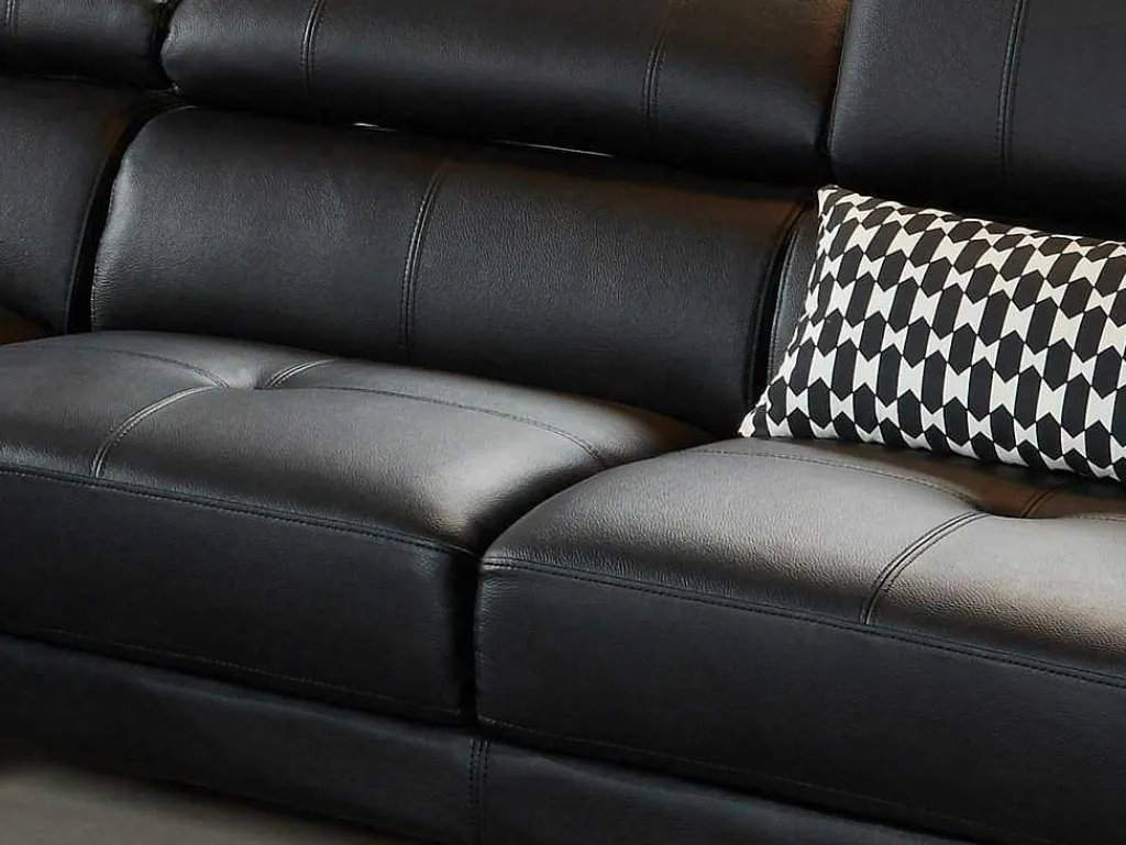 Hoekbank Van Hoogwaardig Leer Excelsior Ii - Zwart - Hoek Links-LINEA SOFA Clearance