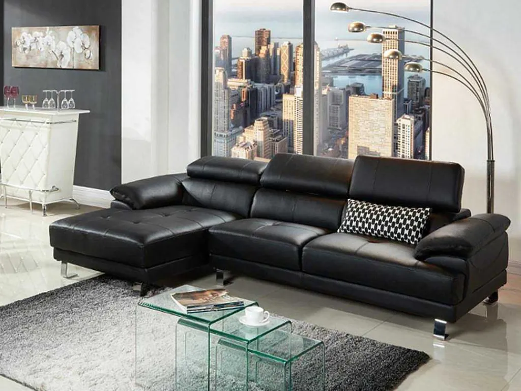 Hoekbank Van Hoogwaardig Leer Excelsior Ii - Zwart - Hoek Links-LINEA SOFA Clearance