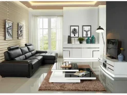 Hoekbank Van Leer Metropolitan Ii - Zwart - Hoek Rechts-LINEA SOFA