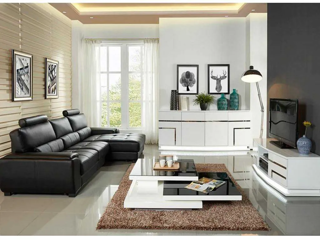 Hoekbank Van Leer Metropolitan Ii - Zwart - Hoek Rechts-LINEA SOFA