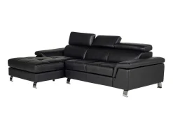 Hoekbank Van Leer Mishima - Zwart - Hoek Links-Vente-unique Clearance