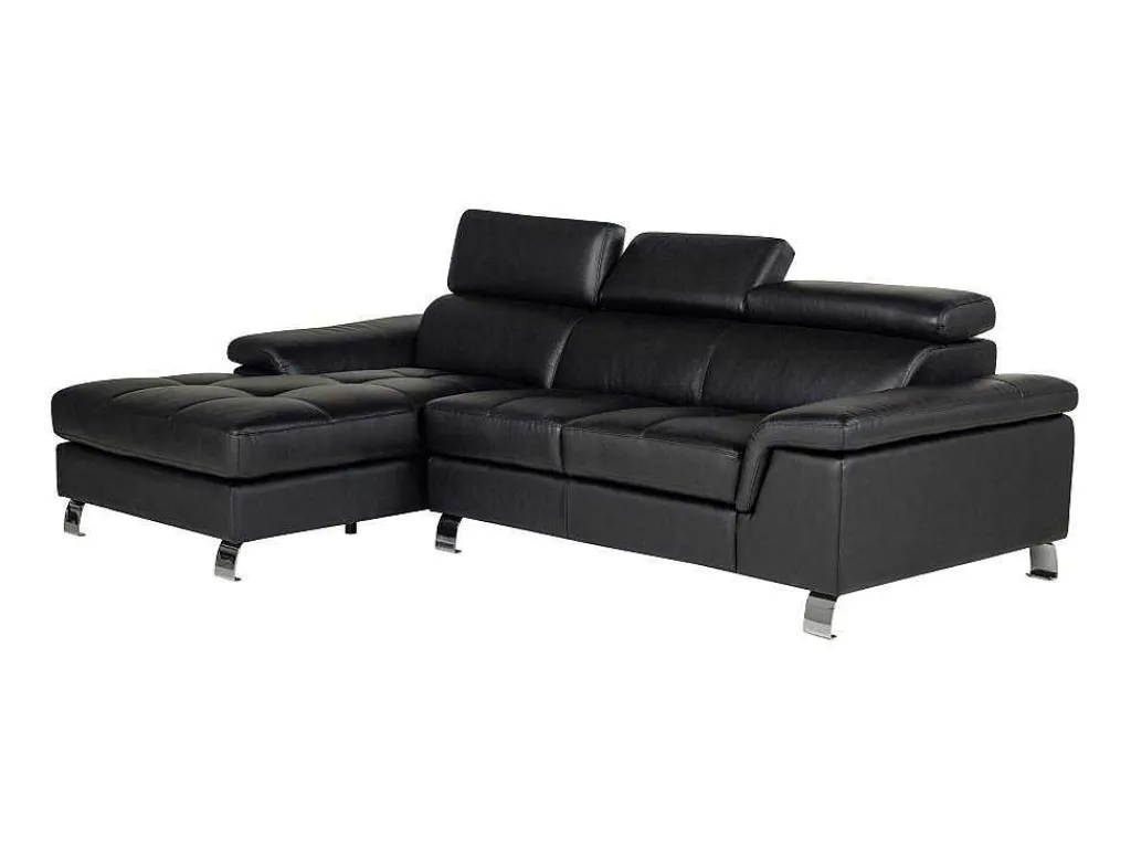 Hoekbank Van Leer Mishima - Zwart - Hoek Links-Vente-unique Clearance