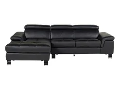 Hoekbank Van Leer Mishima - Zwart - Hoek Links-Vente-unique Clearance