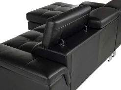 Hoekbank Van Leer Mishima - Zwart - Hoek Links-Vente-unique Clearance