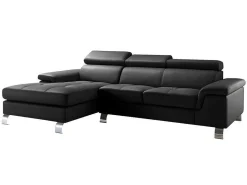 Hoekbank Van Leer Mishima - Zwart - Hoek Links-Vente-unique Clearance