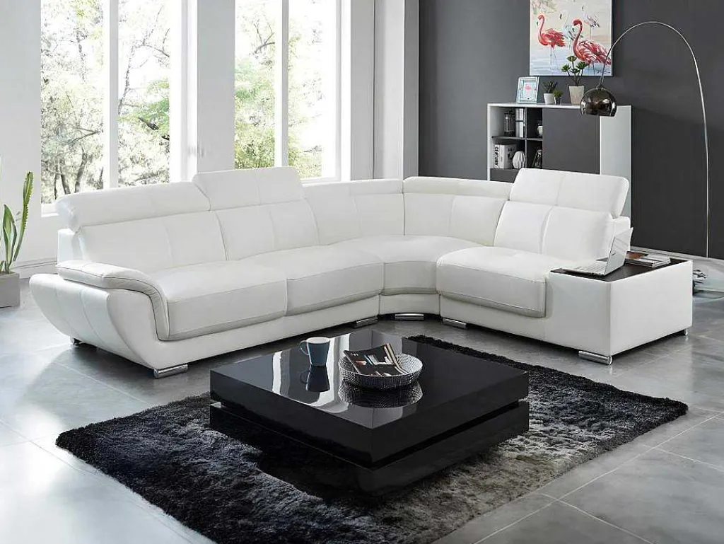 Hoekbank Van Leer Nahia - Wit - Hoek Rechts-LINEA SOFA