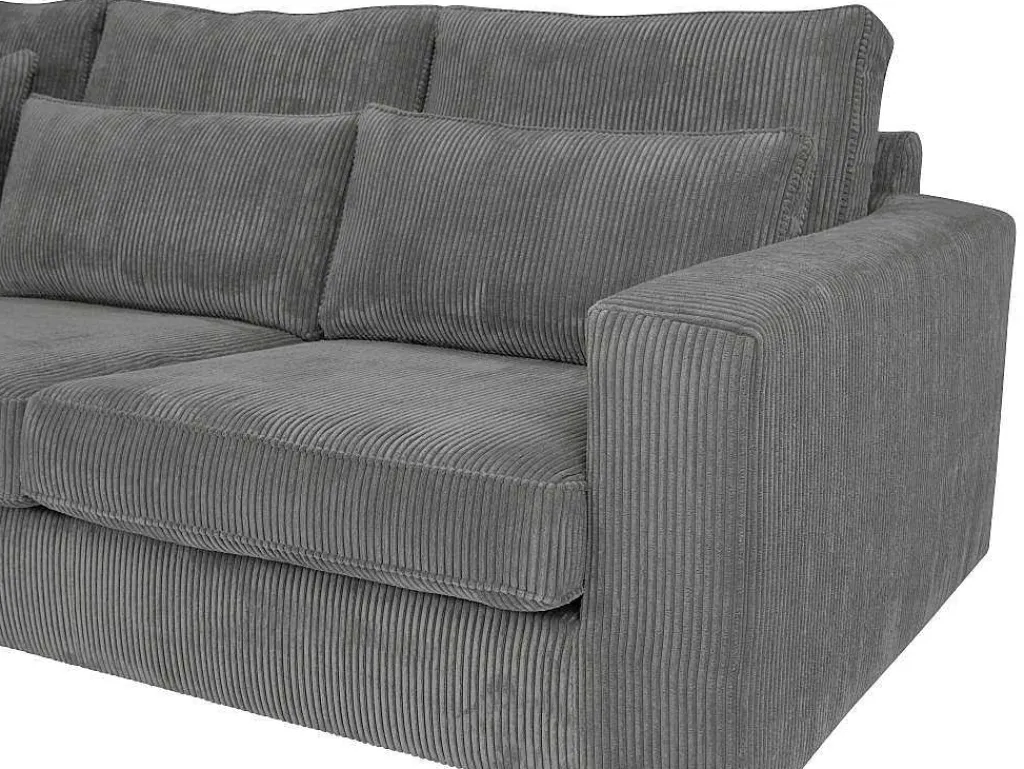 Hoekbank Van Ribfluweel Mondovi - Grijs - Hoek Links-Vente-unique New