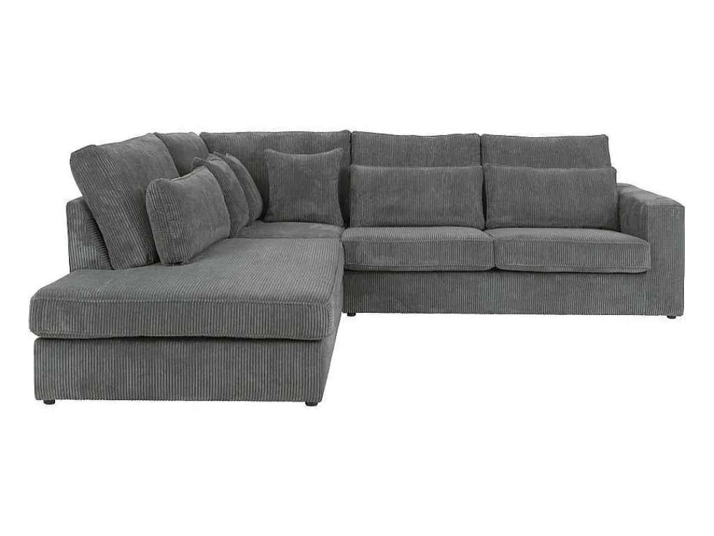 Hoekbank Van Ribfluweel Mondovi - Grijs - Hoek Links-Vente-unique New