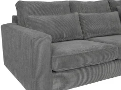 Hoekbank Van Ribfluweel Mondovi - Grijs - Hoek Rechts-Vente-unique Sale
