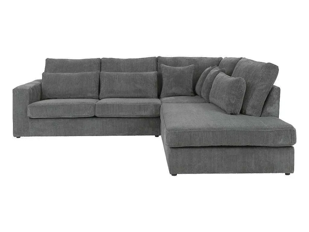 Hoekbank Van Ribfluweel Mondovi - Grijs - Hoek Rechts-Vente-unique Sale