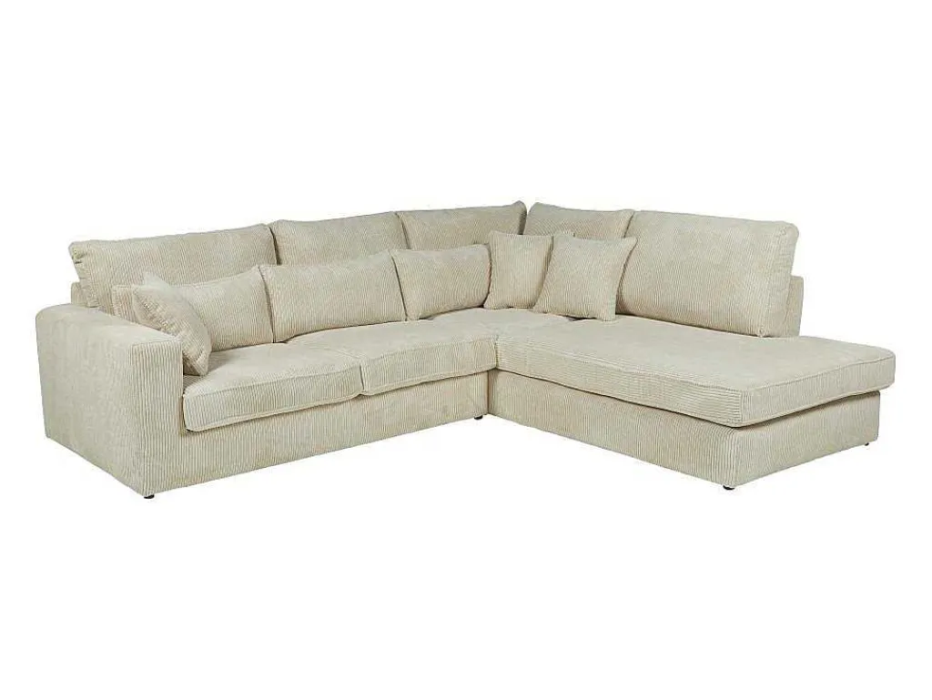 Hoekbank Van Ribfluweel Mondovi - Beige - Hoek Rechts-Vente-unique Clearance