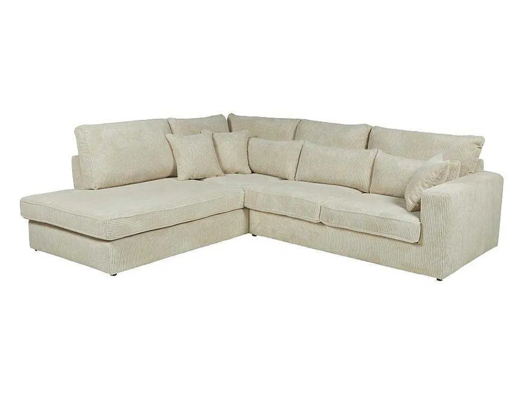 Hoekbank Van Ribfluweel Mondovi - Beige - Hoek Links-Vente-unique Outlet