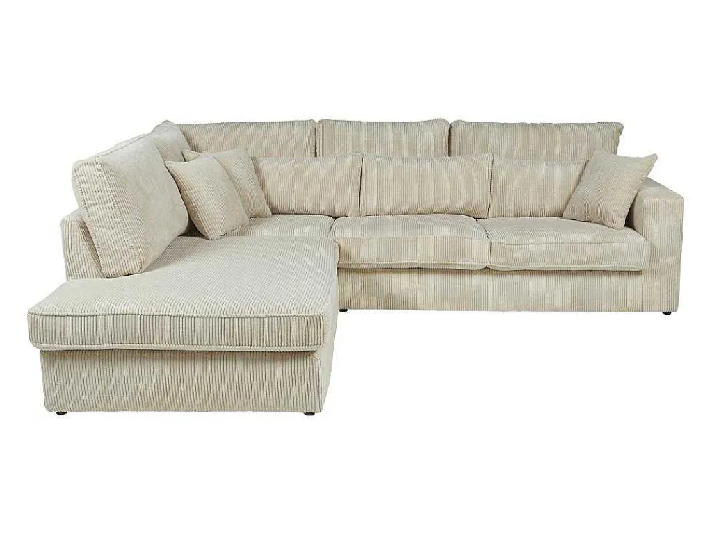 Hoekbank Van Ribfluweel Mondovi - Beige - Hoek Links-Vente-unique Outlet