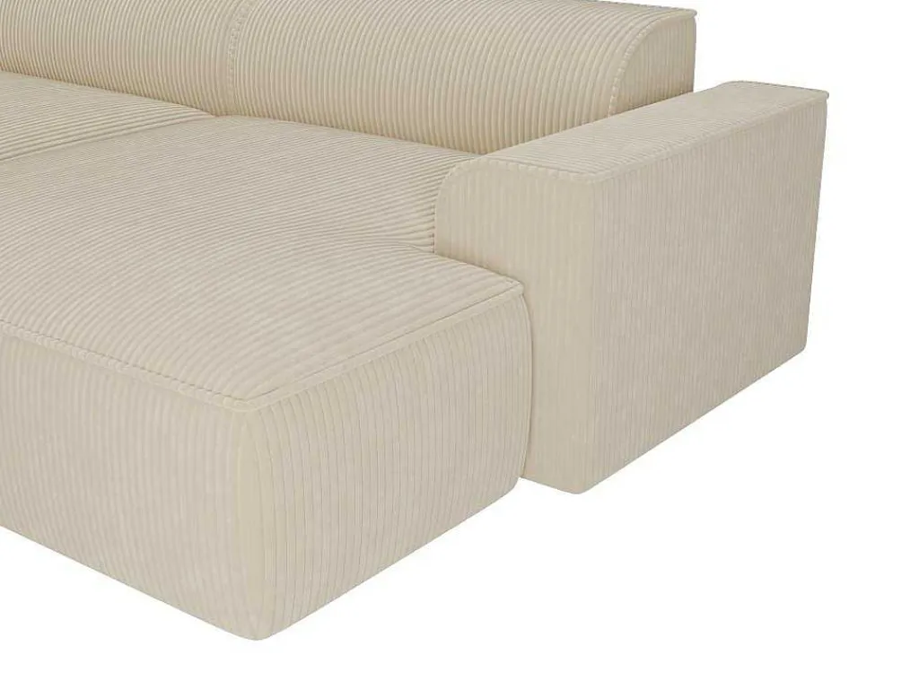 Hoekbank Van Ribfluweel Rechtse Hoek Cremekleur Nepiri-Vente-unique