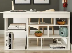 Hoekbureau Met Opbergruimte - Kleur: Wit - Lileul-Vente-unique
