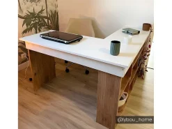 Hoekbureau Met Opbergruimte - Wit En Naturel - Lileul-Vente-unique Sale