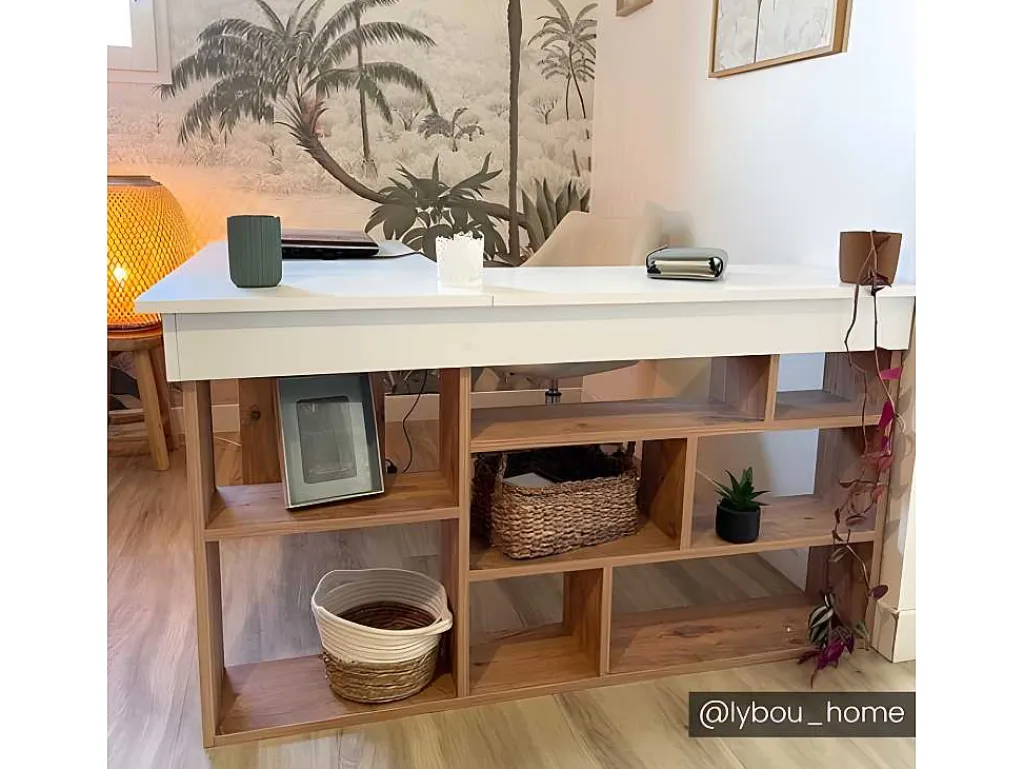 Hoekbureau Met Opbergruimte - Wit En Naturel - Lileul-Vente-unique Sale