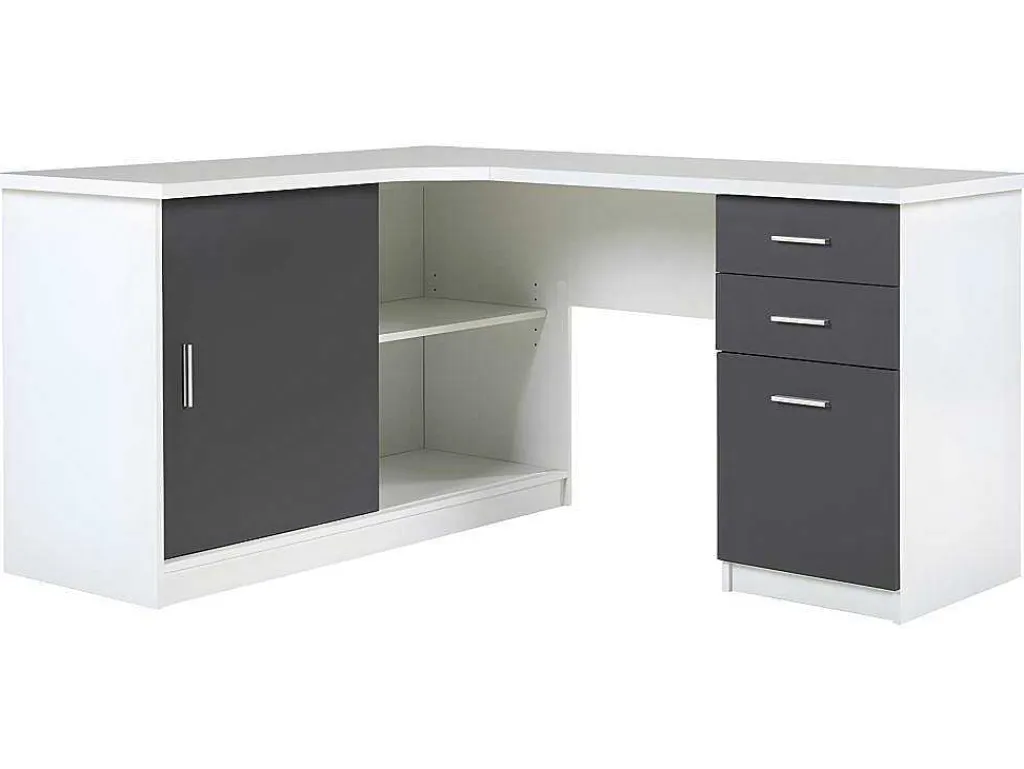 Hoekbureau Norwy - 2 Deuren & 2 Laden - Mdf Blad Met Granieteffect-Vente-unique Discount
