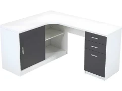 Hoekbureau Norwy - 2 Deuren & 2 Laden - Mdf Blad Met Granieteffect-Vente-unique Discount