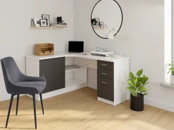 Hoekbureau Norwy - 2 Deuren & 2 Laden - Mdf Blad Met Granieteffect-Vente-unique Discount