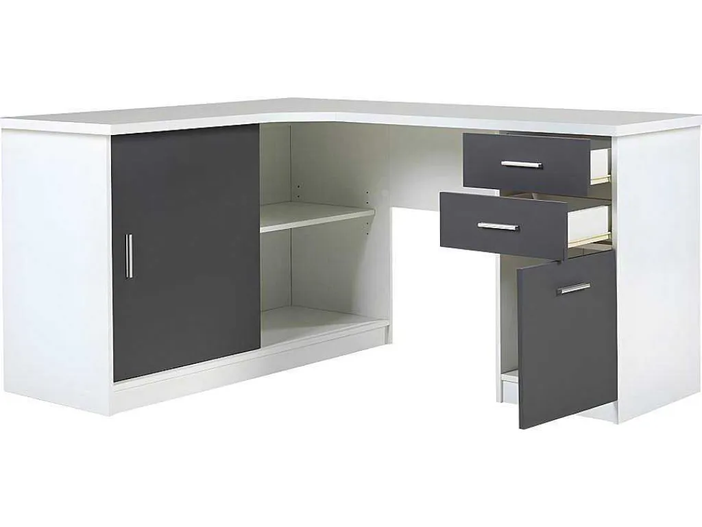 Hoekbureau Norwy - 2 Deuren & 2 Laden - Mdf Blad Met Granieteffect-Vente-unique Discount