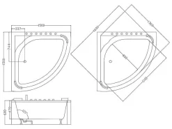 Hoekmassagebad Met Watervalsysteem Aglena - 2 Personen - 350 L - 150 X 150 X 60 Cm-Shower & Design Sale