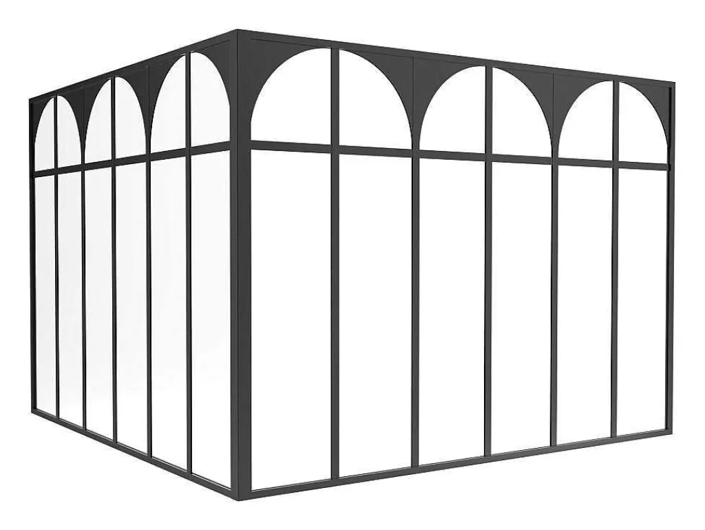 Hoekraam Werkplaats Met Art-Decostijl Van Gepoedercoat Aluminium L180 X B180 X H130 Cm - Zwart - Arcadea-Vente-unique Clearance