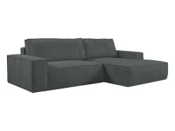 Hoekslaapbank Amelia Van Pascal Morabito - Ribfluweel - Antracietgrijs - Hoek Rechts-Vente-unique Outlet
