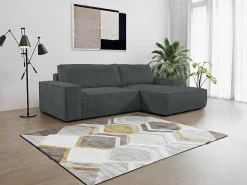 Hoekslaapbank Amelia Van Pascal Morabito - Ribfluweel - Antracietgrijs - Hoek Rechts-Vente-unique Outlet