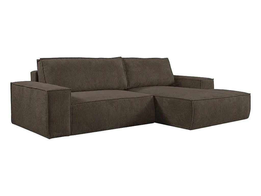 Hoekslaapbank Amelia Van Pascal Morabito - Ribfluweel - Bruin - Hoek Rechts-Vente-unique Online